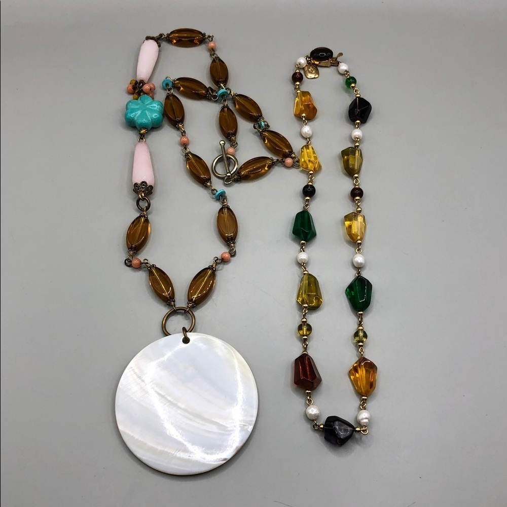 Curated bundle Artisan MoP Necklace Ralph Lauren Faux Gemstone, Layered Look.